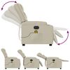 vidaXL Електрически масажен реклайнер стол, кремав, изкуствена кожа