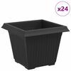 vidaXL Квадратна цветна саксия 24 бр. Черно 33 x 33 x 26 см Пластмаса