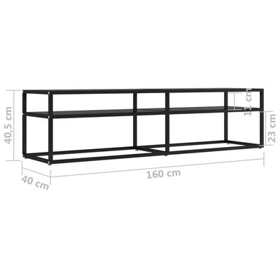 vidaXL ТВ шкаф, черен, 160x40x40,5 см, закалено стъкло