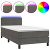 vidaXL Боксспринг легло с матрак и LED, тъмносиво, 100x200 см, кадифе