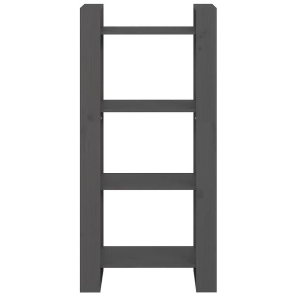 vidaXL Библиотека/разделител за стая, сива, 60x35x125 см, бор масив