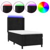 vidaXL Боксспринг легло с матрак и LED, черно, 100x200 см, кадифе