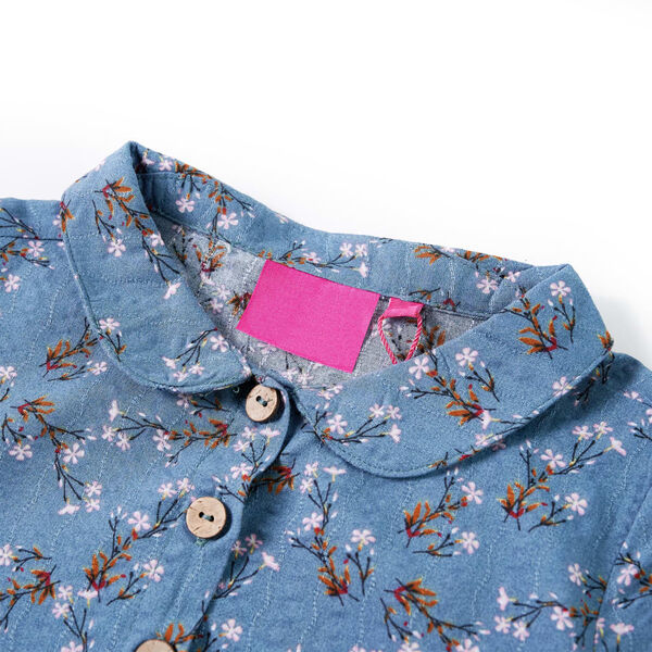 Детска рокля с дълъг ръкав, петролено, 92