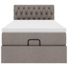 vidaXL Османска легло с матрак и LED, таупе, 90x190 см, плат