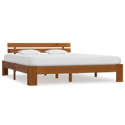 vidaXL Рамка за легло, меденокафява, бор масив, 180x200 см