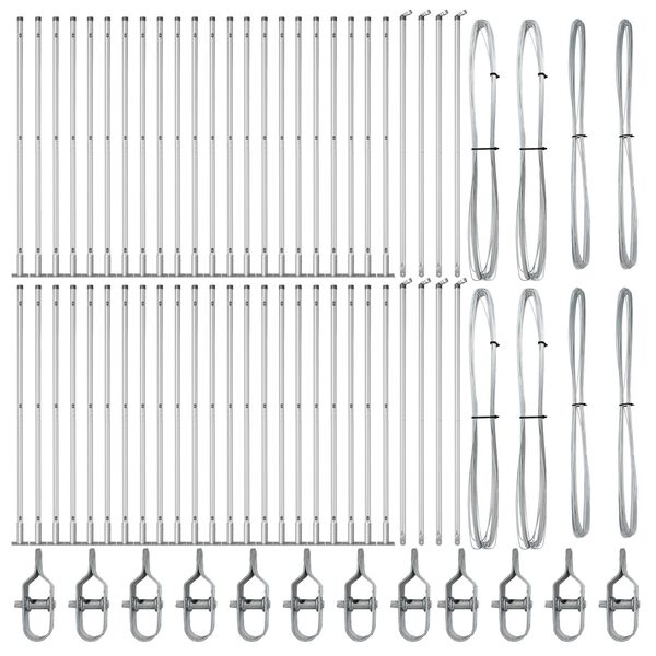 vidaXL Стълб за ограда. Друг 52 pcs Сив 3,2 x 3,2 x 83,5 см Стомана