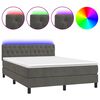vidaXL Боксспринг легло с матрак и LED, тъмносиво, 140x190 см, кадифе