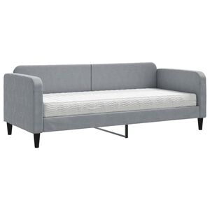 vidaXL Канапе с матрак, светлосиво, 80x200 см, плат