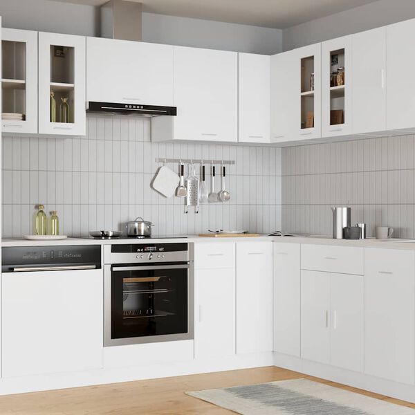 vidaXL Висящ стъклен шкаф "Lyon", бял, 60x31x60 см, инженерно дърво