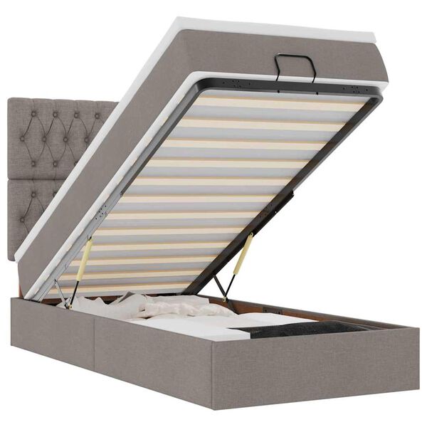 vidaXL Османска легло с матрак и LED, таупе, 80x200 см, плат