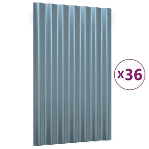 vidaXL Покривни панели 36 бр поцинкована стомана сиви 60х36 см