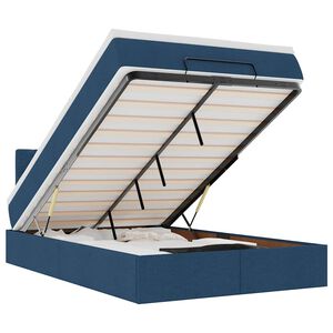 vidaXL Османска легло с матрак и LED, синьо, 120x190 см, плат