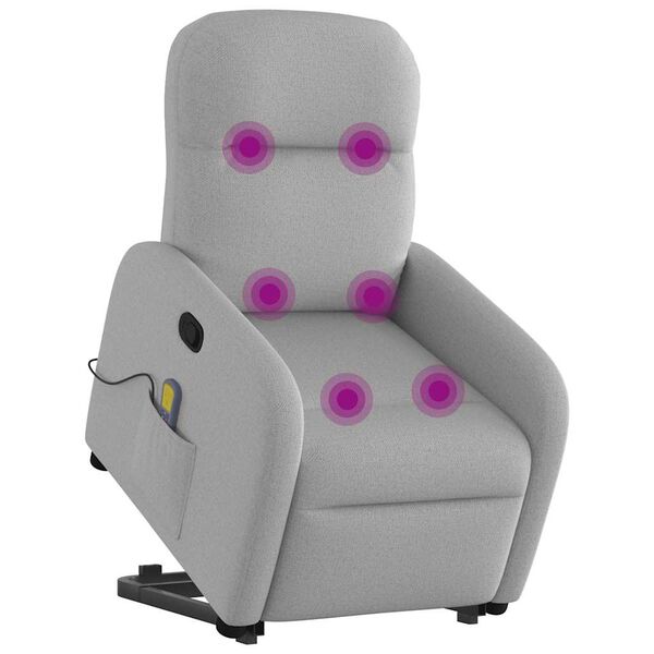 vidaXL Изправящ масажен реклайнер стол, облачно сив, текстил