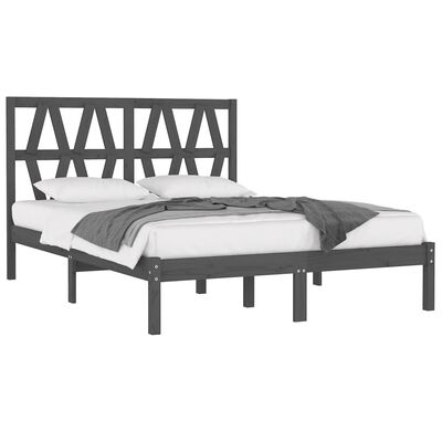 vidaXL Рамка за легло, сива, бор масив, 200х200 см