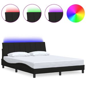 vidaXL Рамка за легло без матрак Hanko, черна, 160x200 см, плат