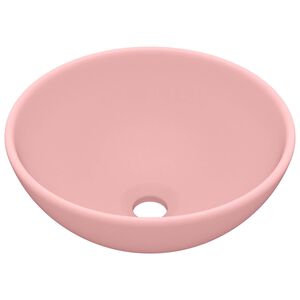 vidaXL Мивка за баня лукс кръгла розов мат 32,5x14 см керамика