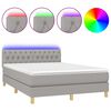 vidaXL Боксспринг легло с матрак и LED, светлосиво, 140x200 см, плат