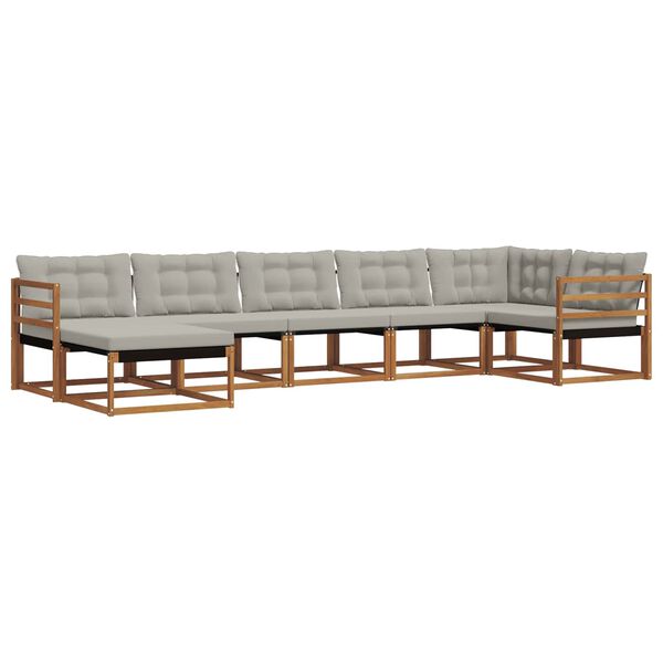 vidaXL Комплект дивани за открито 7 pcs Естествено и светло сиво