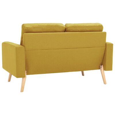vidaXL 2-местен диван, жълт, текстил