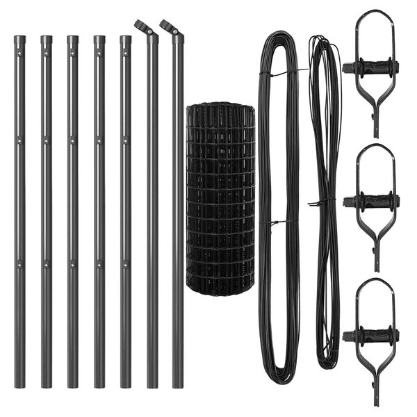 vidaXL Ограда с пост Сив 0,4 x 10 м Стомана и PVC