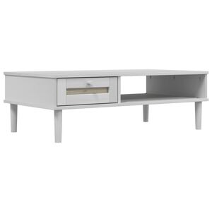 vidaXL Кафе маса SENJA ратанова визия бяла 100x55x33 см бор масив