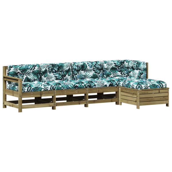 vidaXL Градински лаундж комплект 5 части с възглавници импрегниран бор