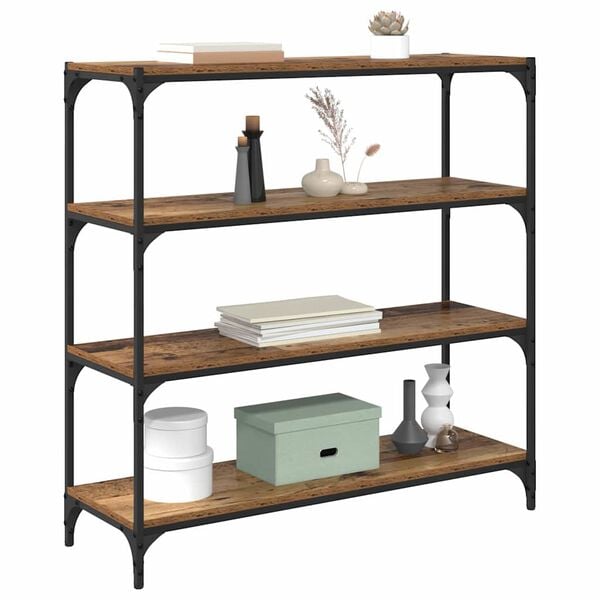 vidaXL Шкаф за книги Старо дърво 100 x 33 x 100 см