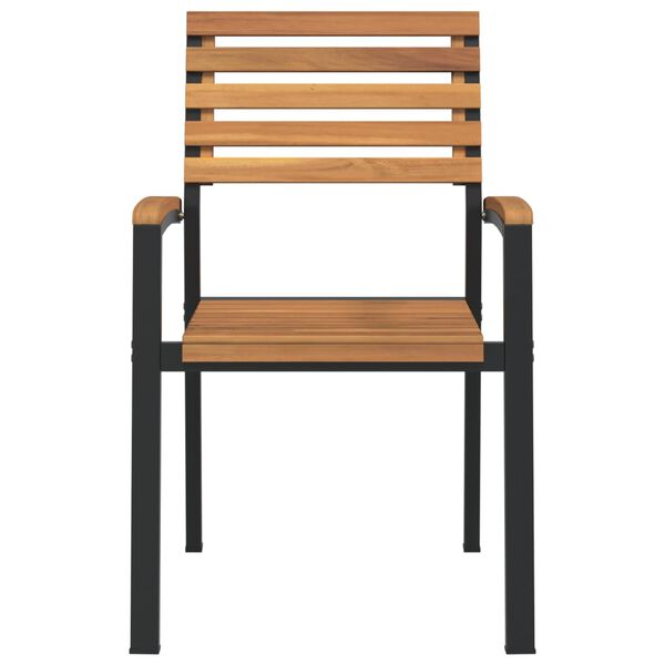 vidaXL Стифиращи градински столове, 2 бр, акация масив и метал