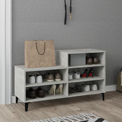 vidaXL Шкаф за обувки, бетонно сив, 102x36x60 см, инженерно дърво