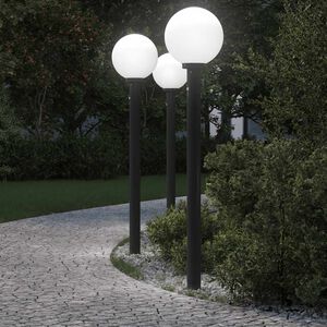 vidaXL Осветителни стълбове със сензор, 3 бр., 120 см, черни, IP44