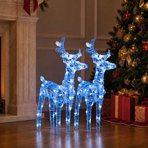 vidaXL Коледни елени, 2 бр, синя, 80 LED, акрил