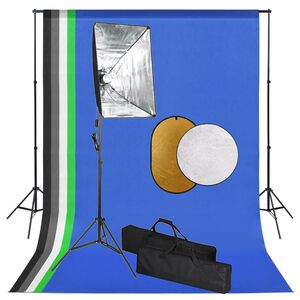 vidaXL Фотографски комплект за студио със софтбокс, фон и рефлектор