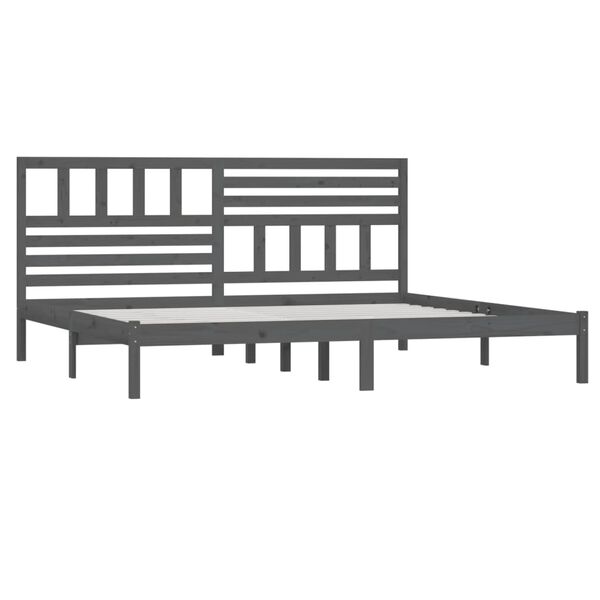 vidaXL Рамка за легло, сива, бор масив, 200х200 см