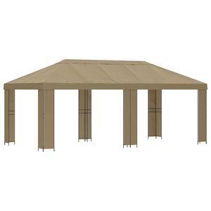 vidaXL Градинска беседка 6 x 3 m Бежово Полиестер и стомана 190 gsm