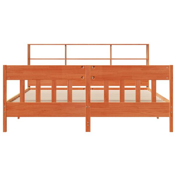 vidaXL Рамка за легло без матрак, восъчнокафяв, 180x200 см, бор масив