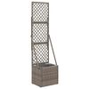vidaXL Градинска саксия с решетка Сиво 35 x 30 x 135 см полиратан