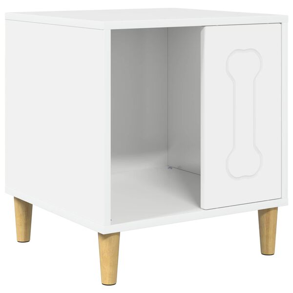 vidaXL Кучешка къща Гланц бяло 44 x 42 x 49 см Инженерно дърво