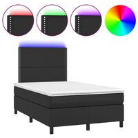 vidaXL Боксспринг легло с матрак и LED, черно, 120x190 см, еко кожа