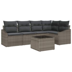 vidaXL Градински Софа Комплект 6 pcs Светлосиво полиратан