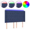vidaXL LED горна табла за легло, синя, 147x16x118/128 см, плат