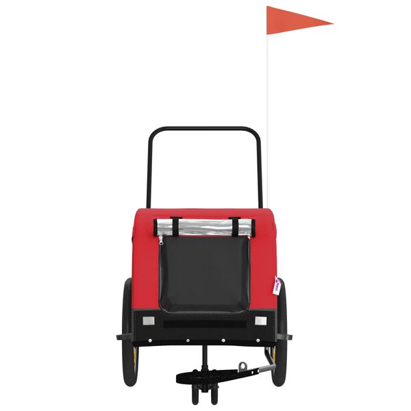 vidaXL Ремарке за колело за любимци черно червено Оксфорд плат желязо