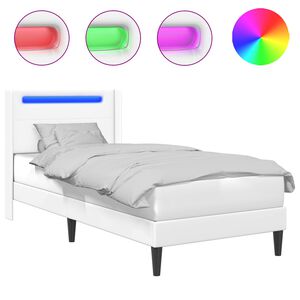 vidaXL Рамка за легло с LED ленти Бяло 80 x 200 cm Изкуствена