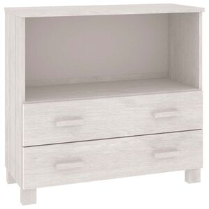 vidaXL Сайдборд HAMAR, бял, 85x35x80 см, борово дърво масив