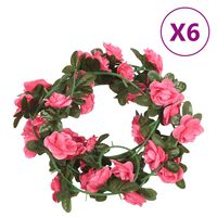 vidaXL Гирлянди от изкуствени цветя 6 бр червено розово 240 см