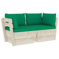 vidaXL Градински 2-местен палетен диван възглавници импрегниран смърч