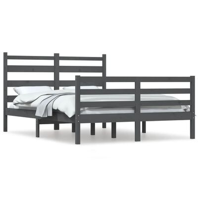 vidaXL Рамка за легло, бор масив, 160х200 см, сива