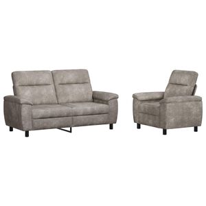vidaXL Комплект дивани 2 pcs Светлосиво Изкуствена набук
