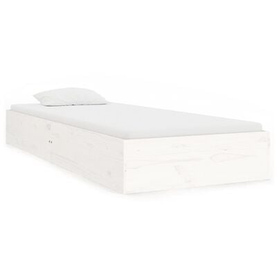 vidaXL Рамка за легло бяла масивно дърво 75x190 см Small Single