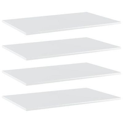 vidaXL Рафтове за етажерка, 4 бр, бял гланц, 80x50x1,5 см, ПДЧ