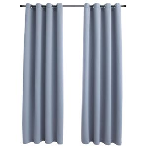 vidaXL Затъмняващи завеси с метални халки, 2 бр, сиви, 140x175 см